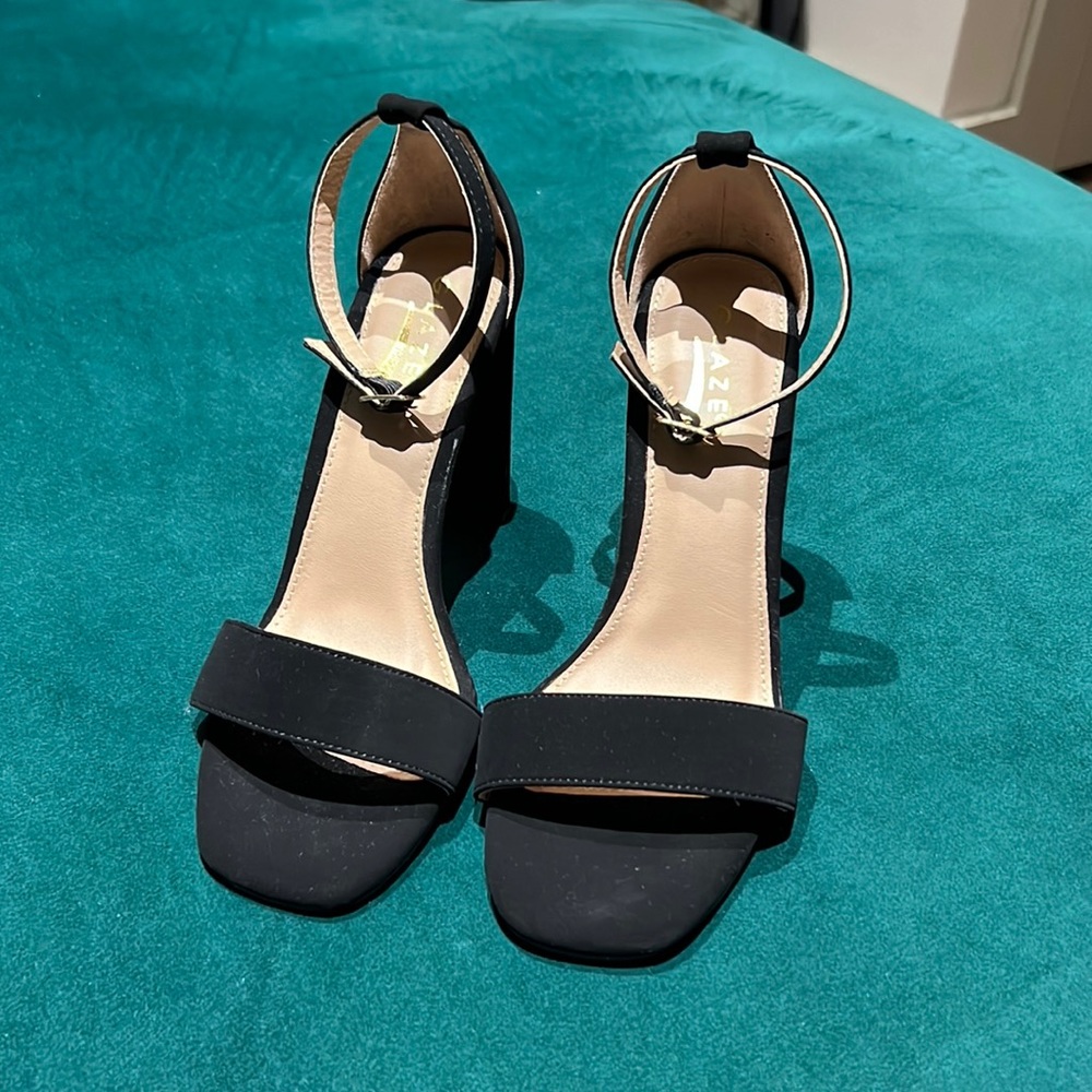 Soft suede open toed heels